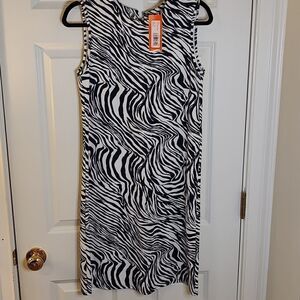 NWT Jude Connally Maya Sleeveless Navy White Zebra Print Dress Size XS